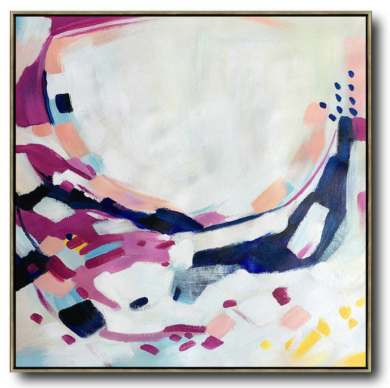 Hand Made Abstract Art,Oversized Contemporary Art,Large Wall Art Home Decor,White,Purple,Pink,Dark Blue.etc